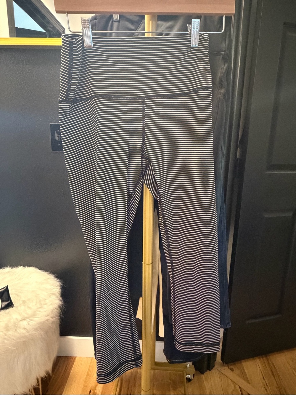 lululemon athletica Black and White Striped High-Rise Leggings